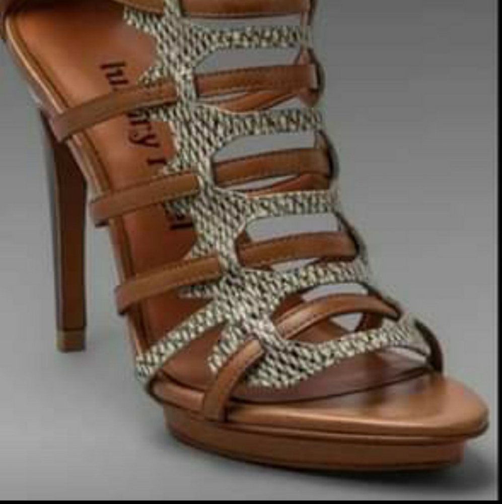 Luxury Rebel Leather Woven Strappy Heels